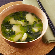 Miso Soup with Potato and Spinach